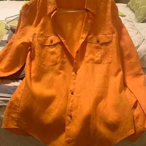 Ralph Lauren orange linen shirt blouse.